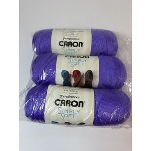 Lot Of 3 Caron Simply Soft Yarn 6 oz Each 100% Acrylic Grape Raisin